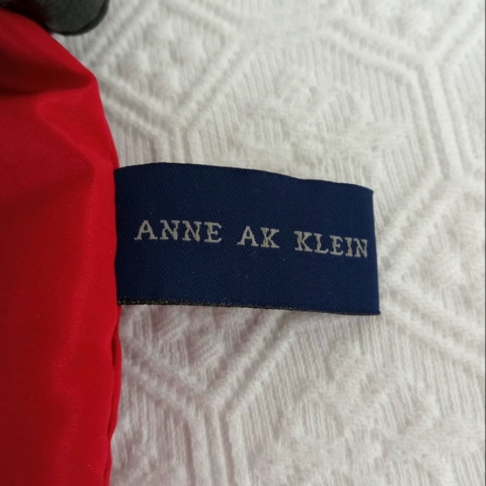 ANNE KLEIN Faux Leather Red Black White Lattice Pattern Tote Shoulderbag - Picture 13 of 14